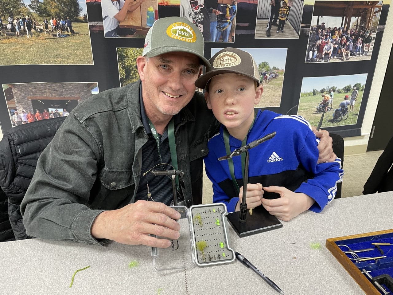 Fly tying, dad and son